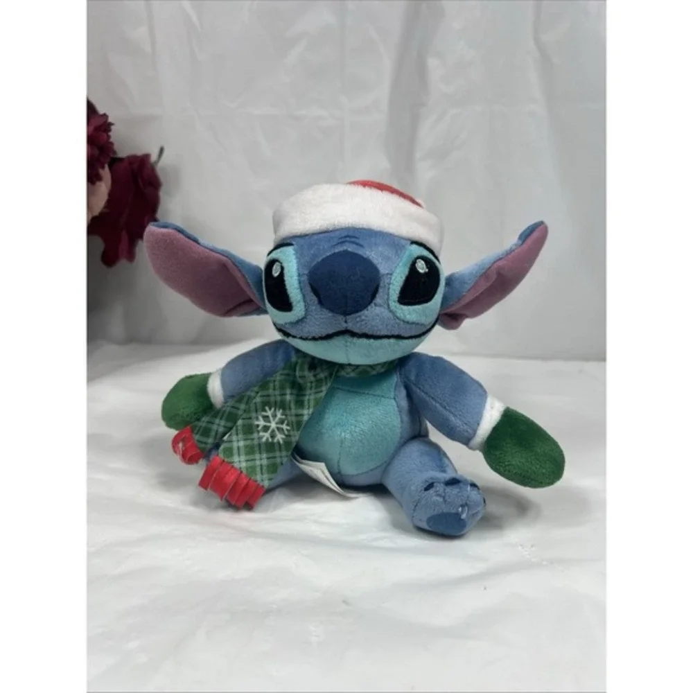 Disney Christmas Stitch Plush with Santa‎ Hat Scarf 6